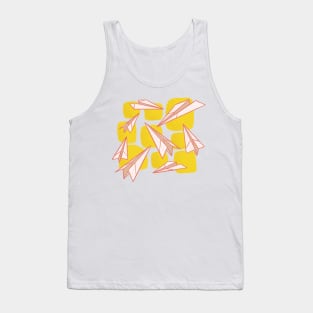 Midcentury Paper Airplanes on Yellow Tank Top